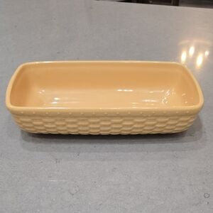 Longaberger Pottery Woven Reflections Butternut Yellow Casserole Dish 12 X 6